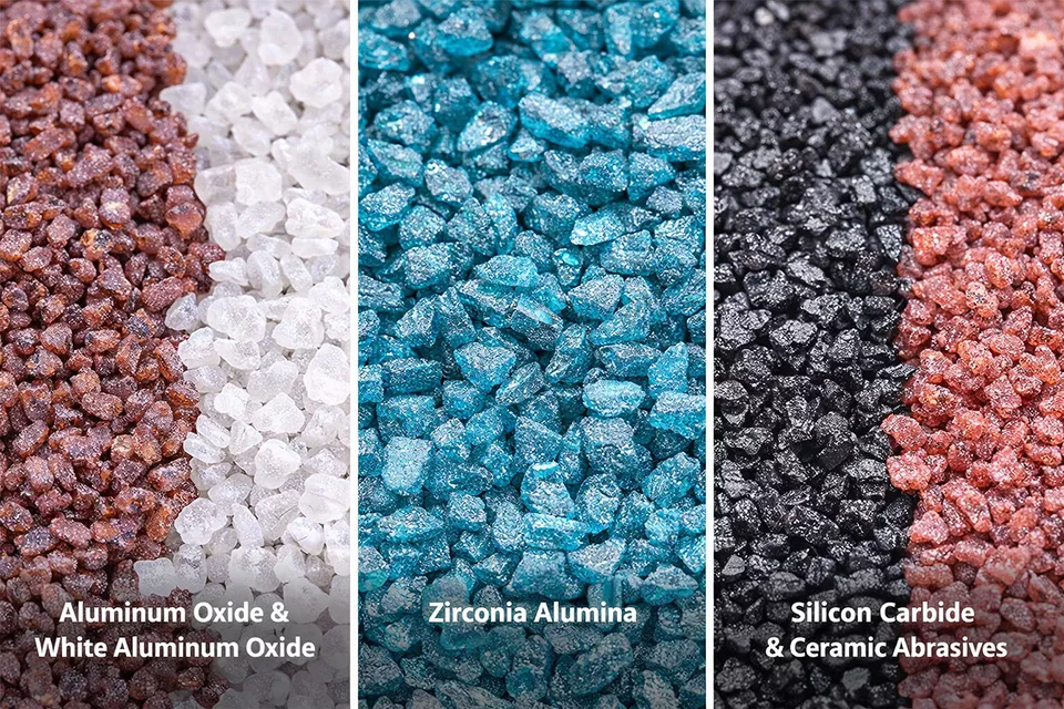 تشمل المواد الكاشطة المستخدمة في أقراص القطع أكسيد الألومنيوم، وأكسيد الألومنيوم الأبيض، وألومينا الزركونيا، وكربيد السيليكون، والمواد الكاشطة الخزفية.