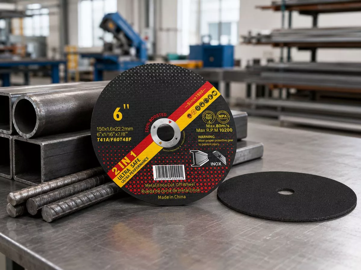 6 inch 150mm cutting disc applied on rebar and square structural steel
